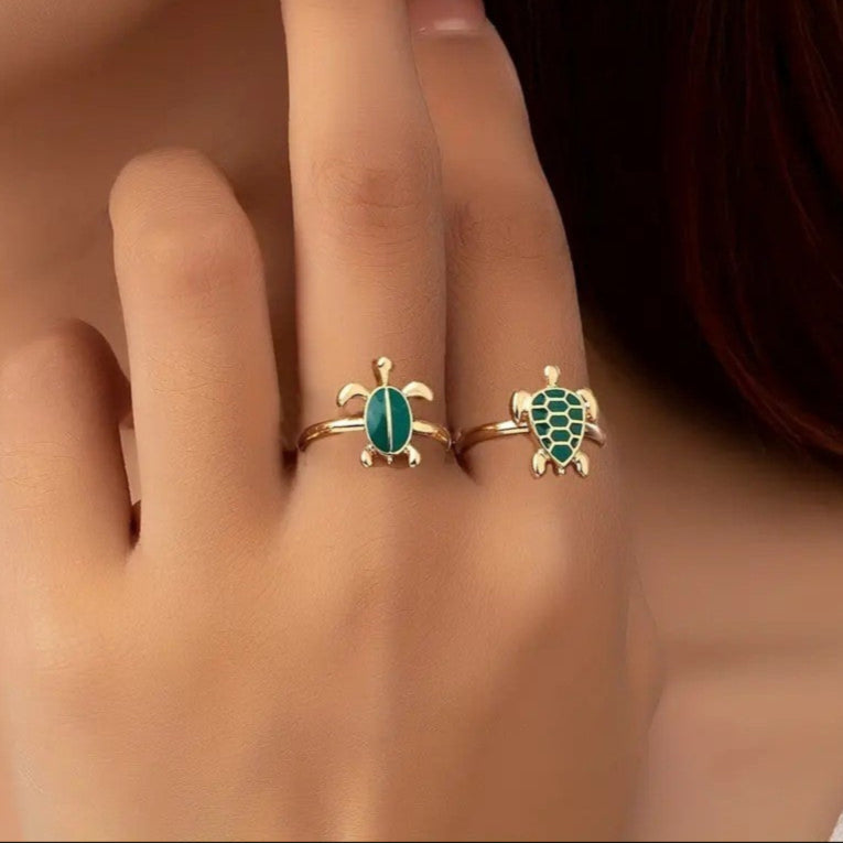 Conjunto de 2 Anéis Tartaruga