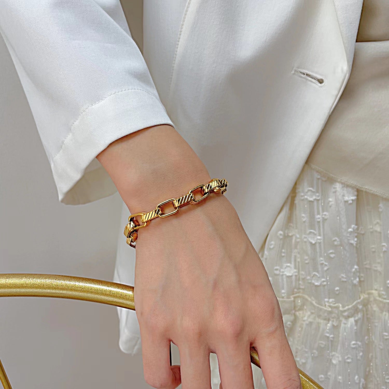 Pulseira Hip Hop em Aço Inoxidável