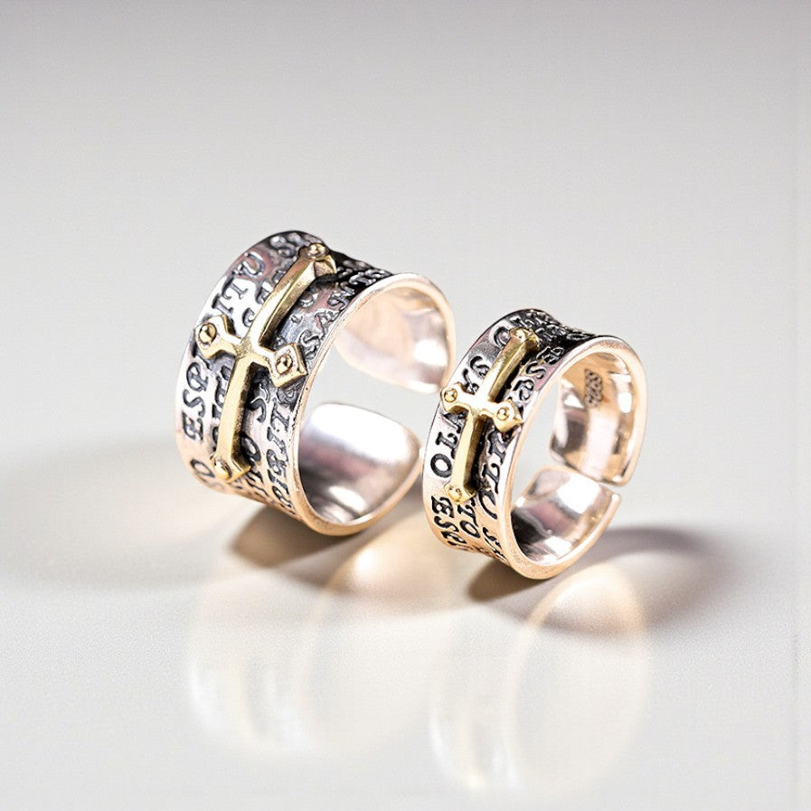 Anel Cruz Sagrada em Prata 925