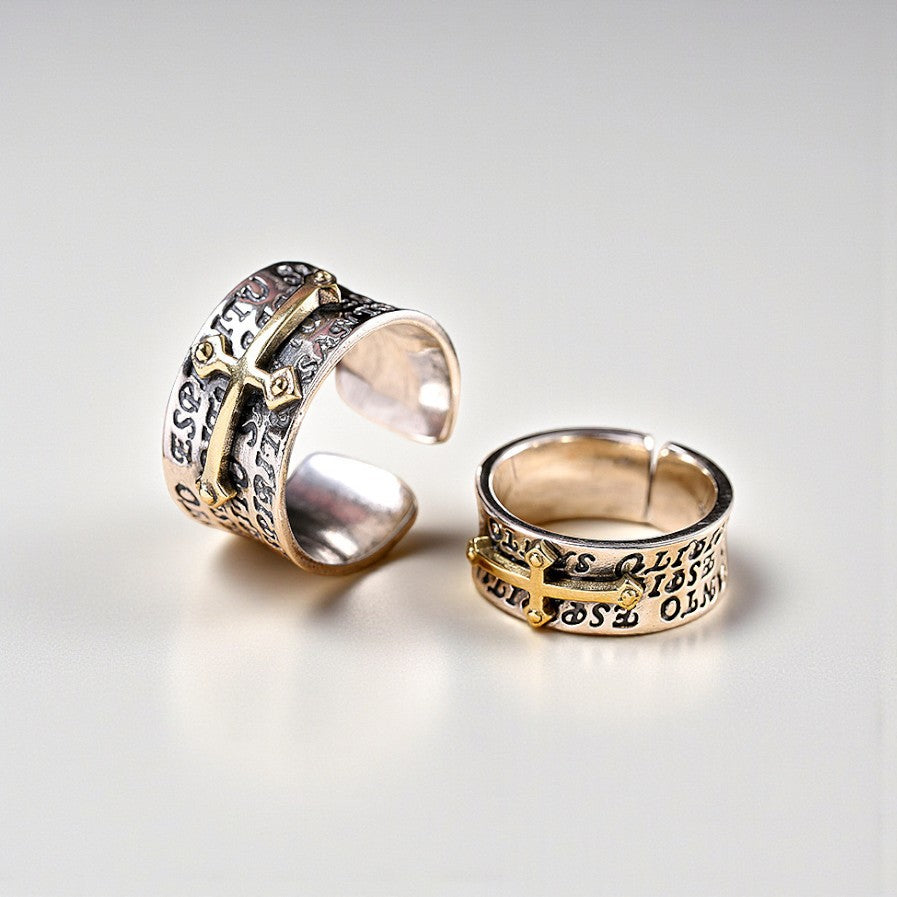 Anel Cruz Sagrada em Prata 925