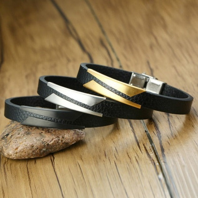 Leather and Stainless Steel Bracelet