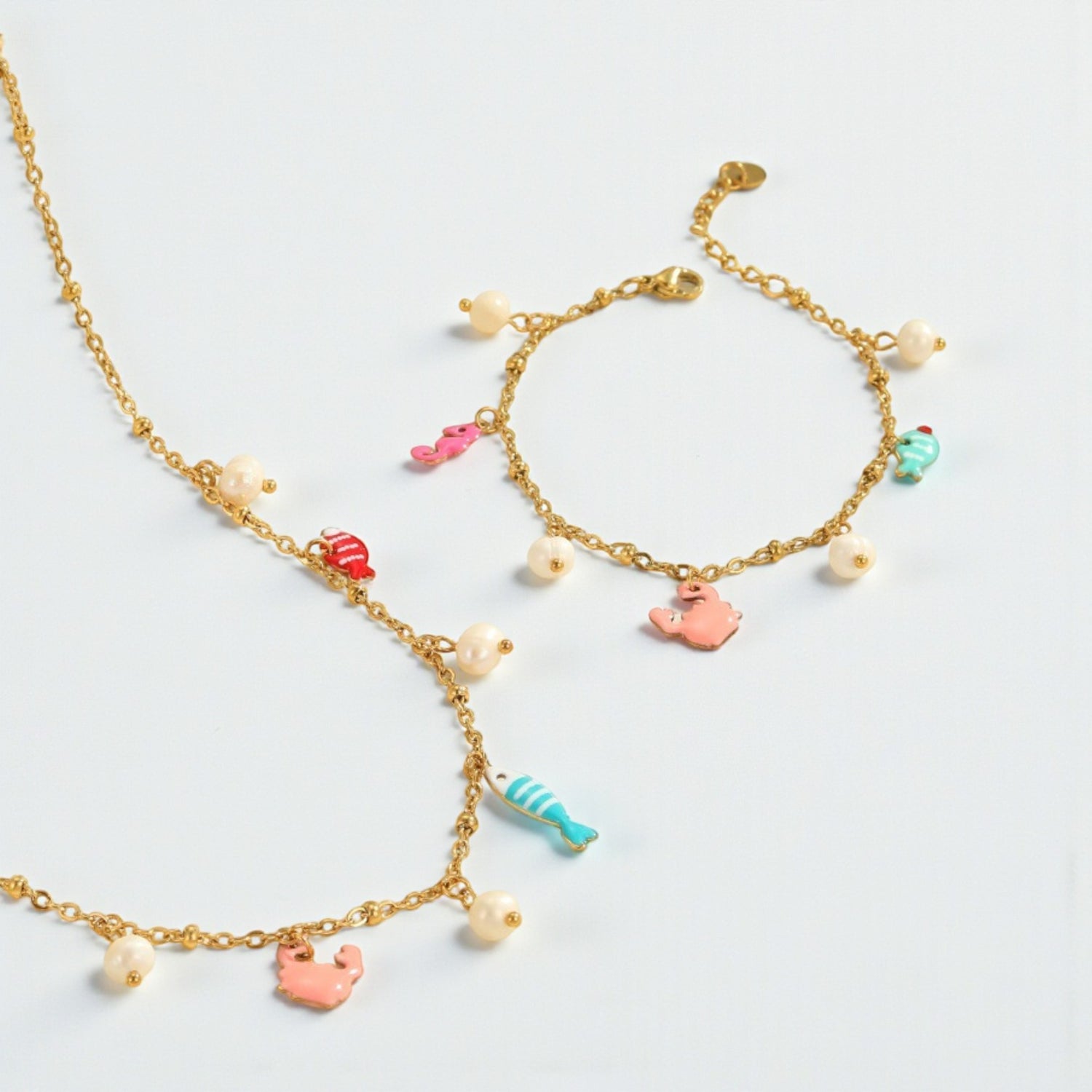 Conjunto Colar e Pulseira em Aço Inoxidável