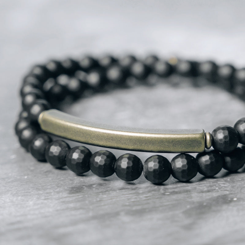 Pulseira de Ágata com Círculo Duplo