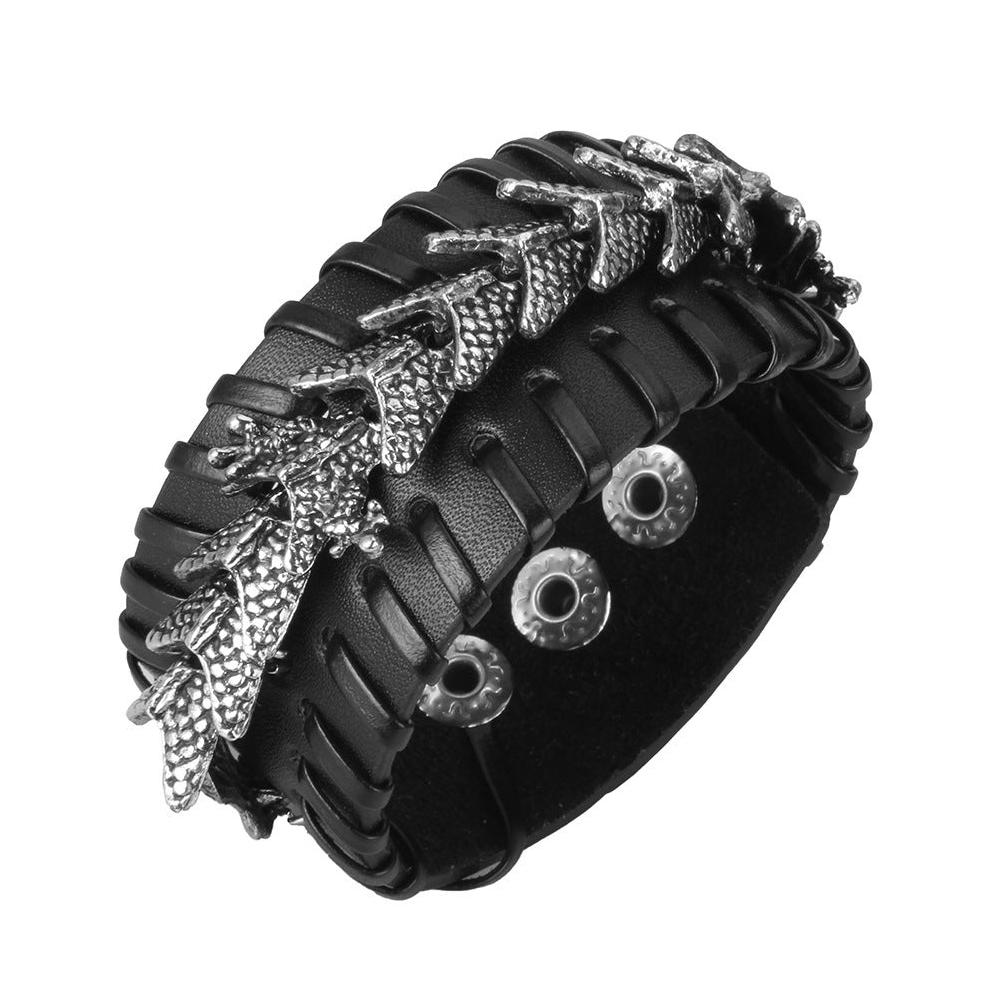 Pulseira Dragon de Couro