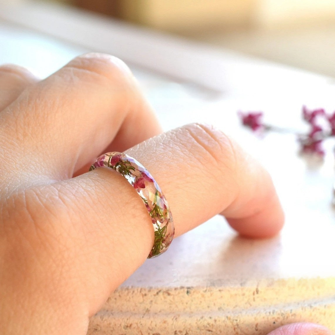 Anel de Flor Guirlanda Artesanal em Resina