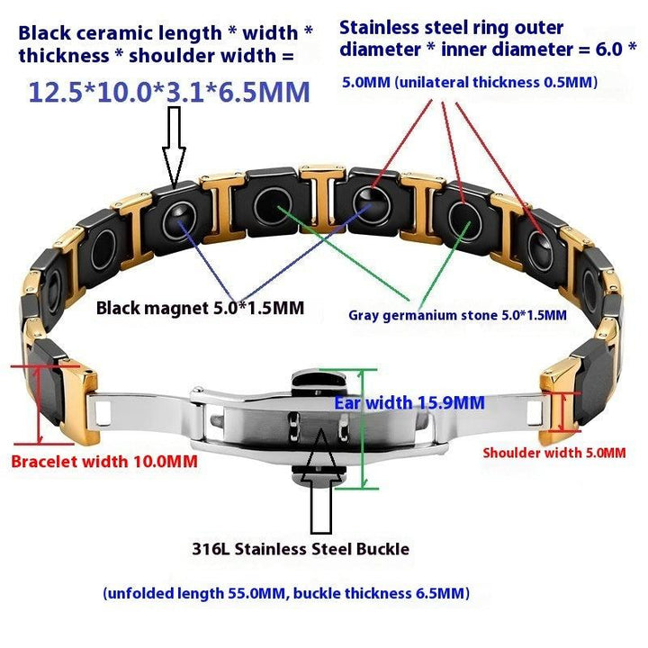 Pulseira Magnética em Aço Inoxidável 316L