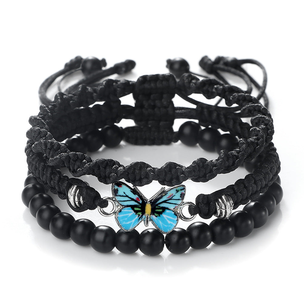 Conjunto de 3 Pulseiras em Corda e Pedra Natural