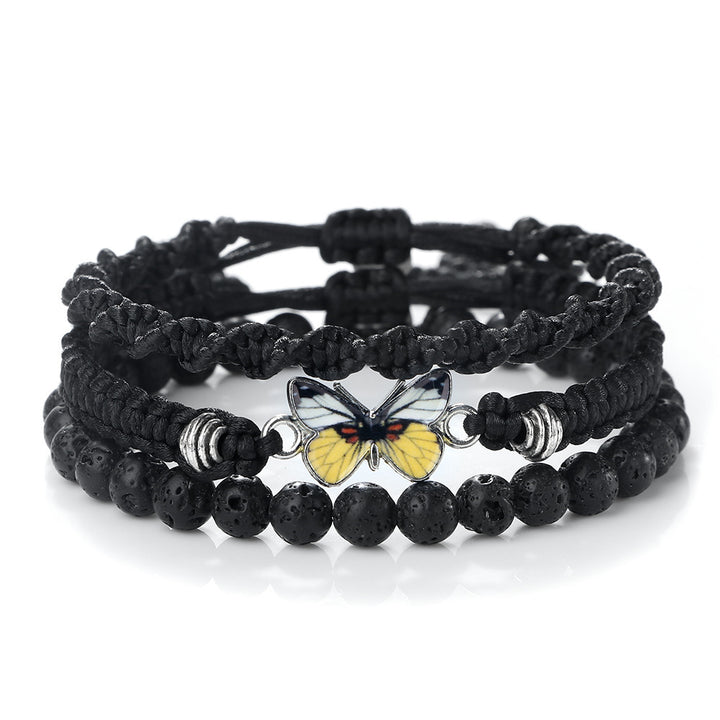 Conjunto de 3 Pulseiras em Corda e Pedra Natural