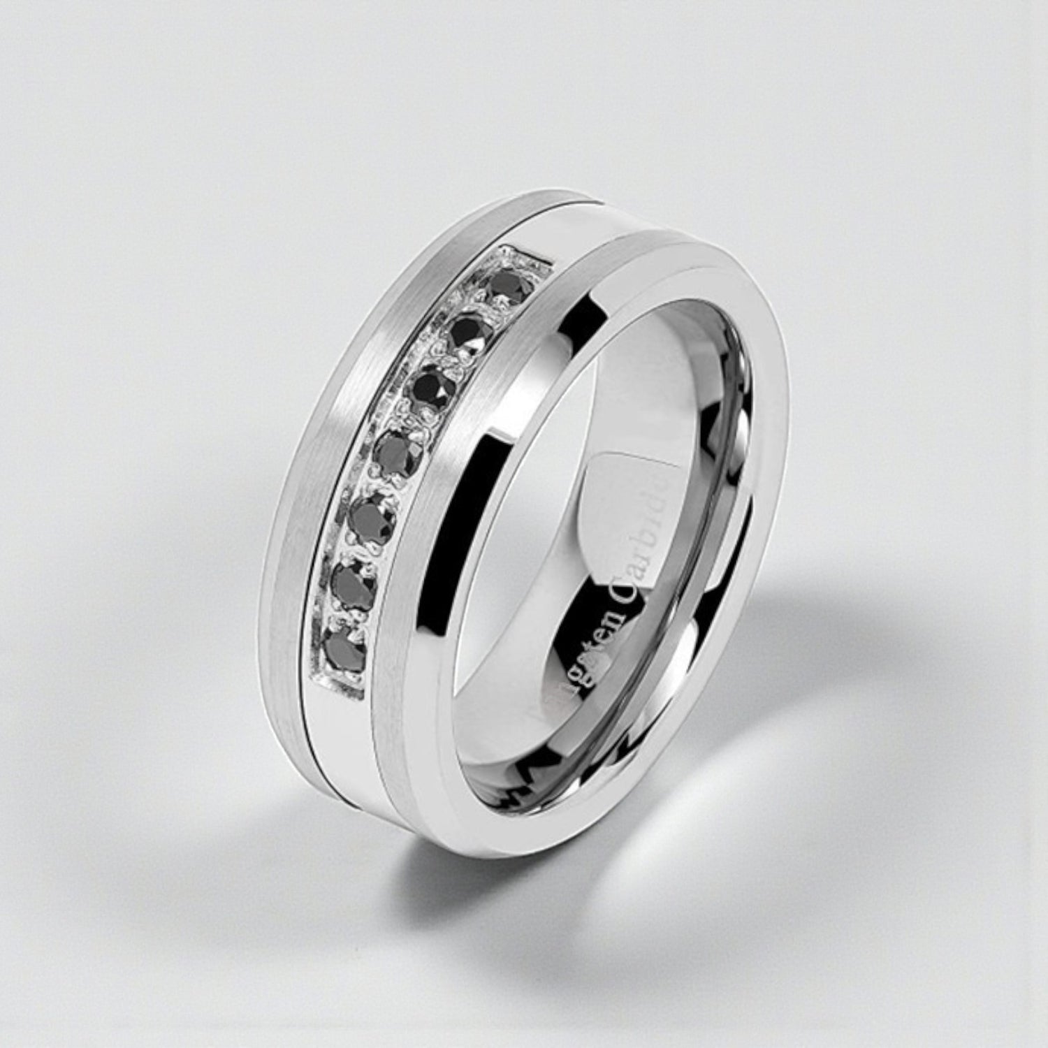 Anel em Aço de Tungsténio com Zircónias