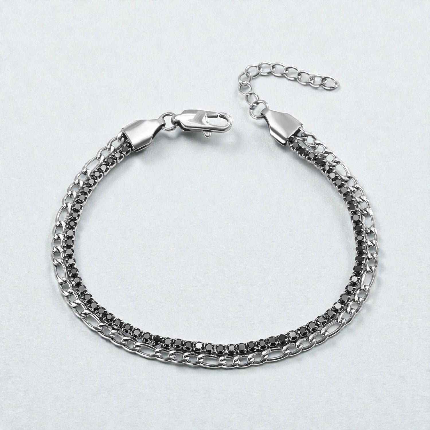 Pulseira em Aço Titânio com Zircónias