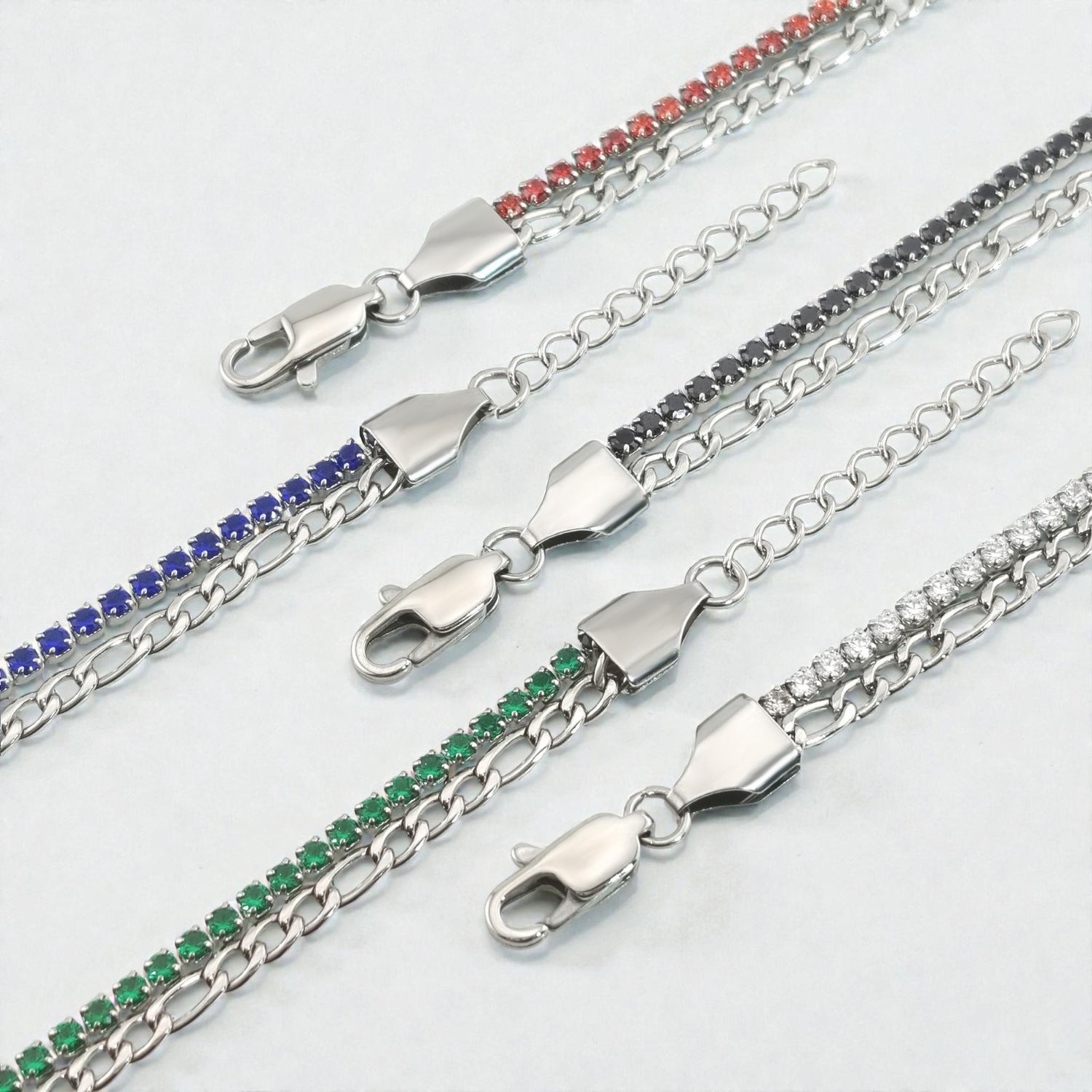 Pulseira em Aço Titânio com Zircónias