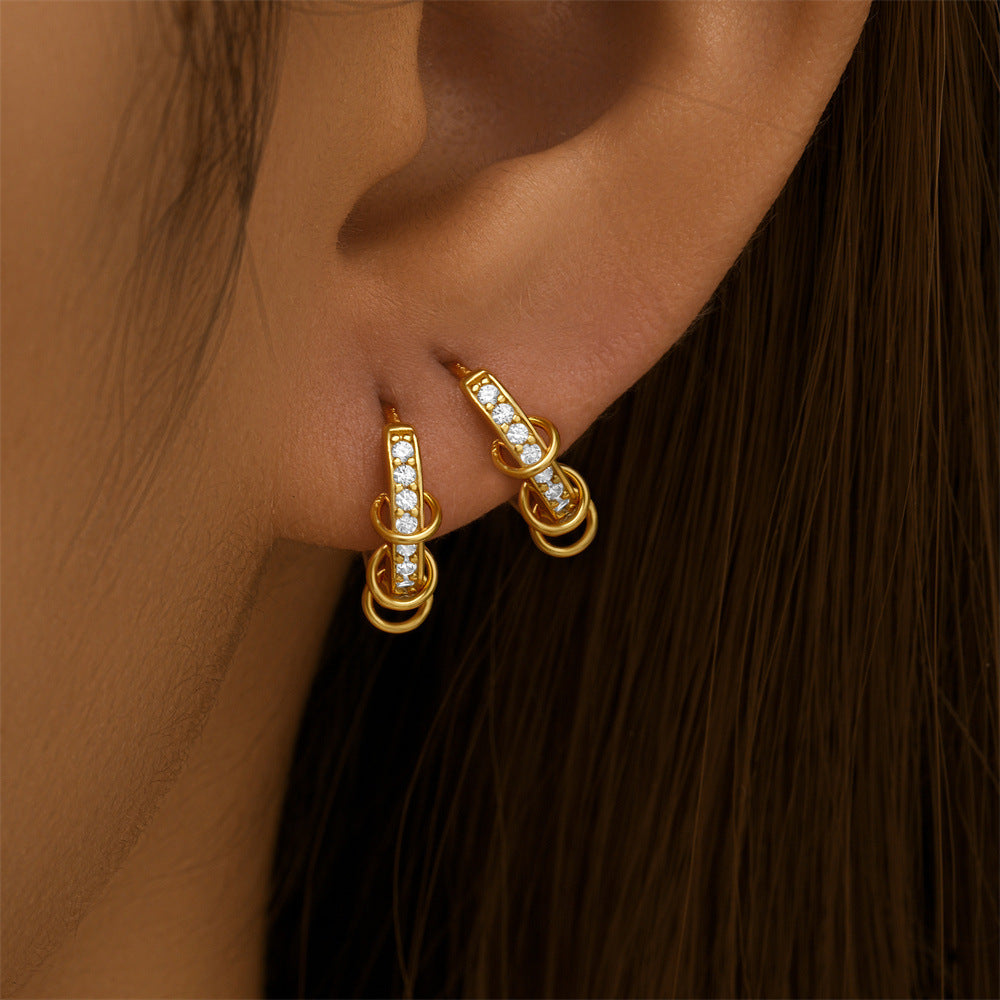 Brincos Argola com Zircónia