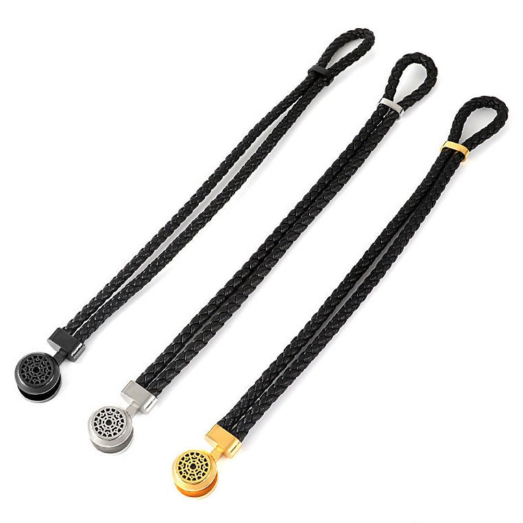 Pulseira de Couro e Aço Inoxidável