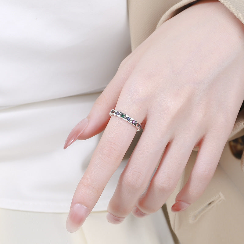 Anel Geométrico com Zircónia