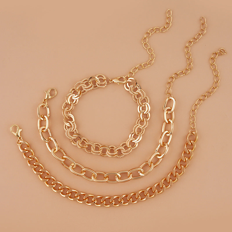 Conjunto de 3 Pulseiras de Corrente