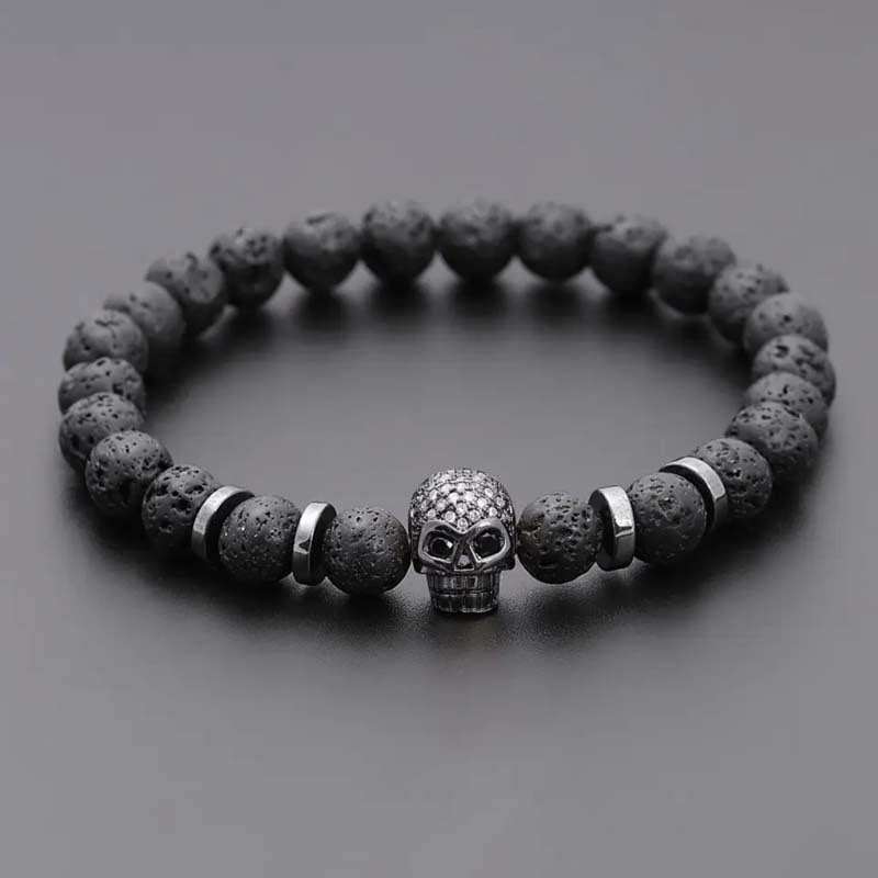 Pulseira Skull em Pedra Natural