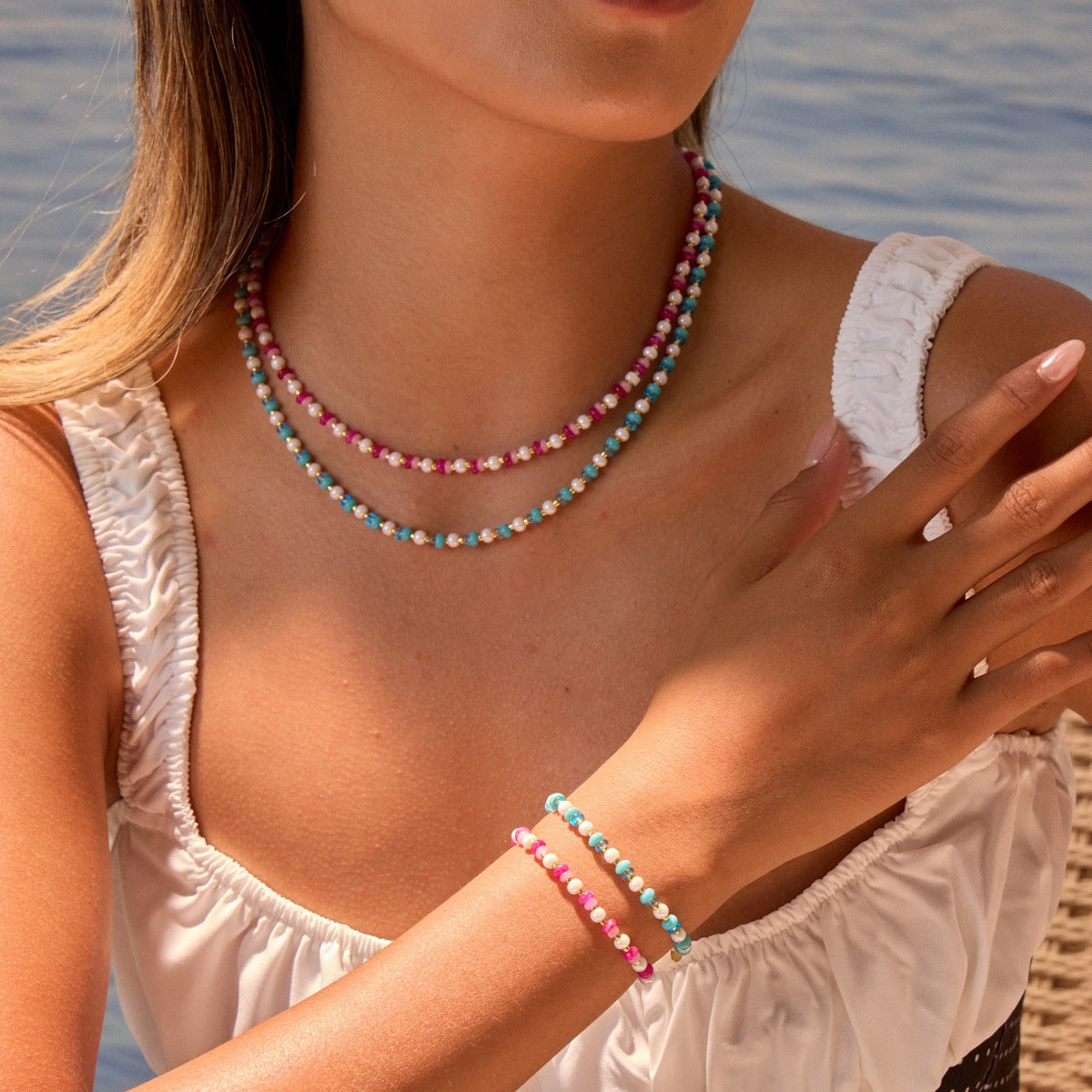 Conjunto Colar e Pulseira em Aço Inoxidável