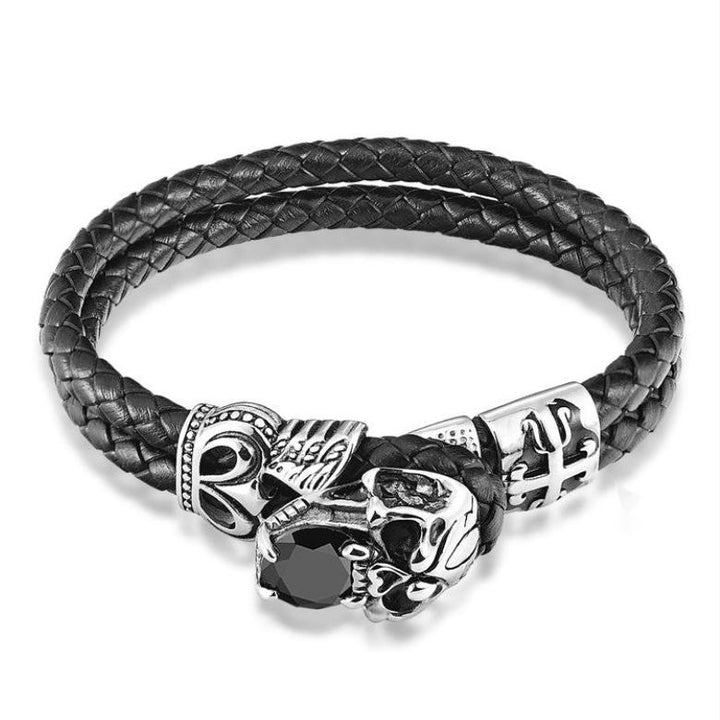 Pulseira Skull de Couro