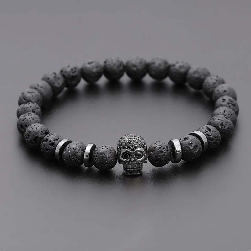 Pulseira Skull em Pedra Natural