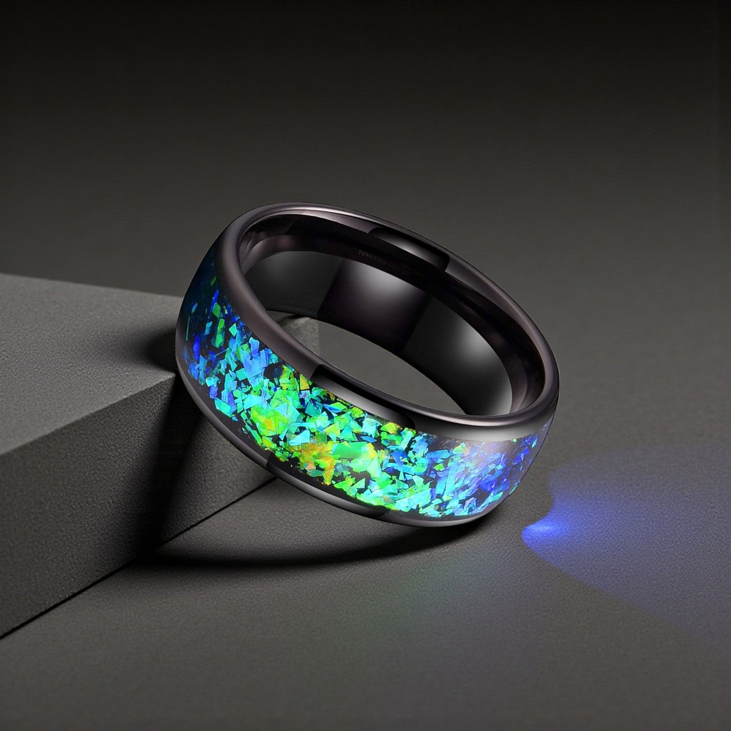 Anel Tungsténio Opala Aurora