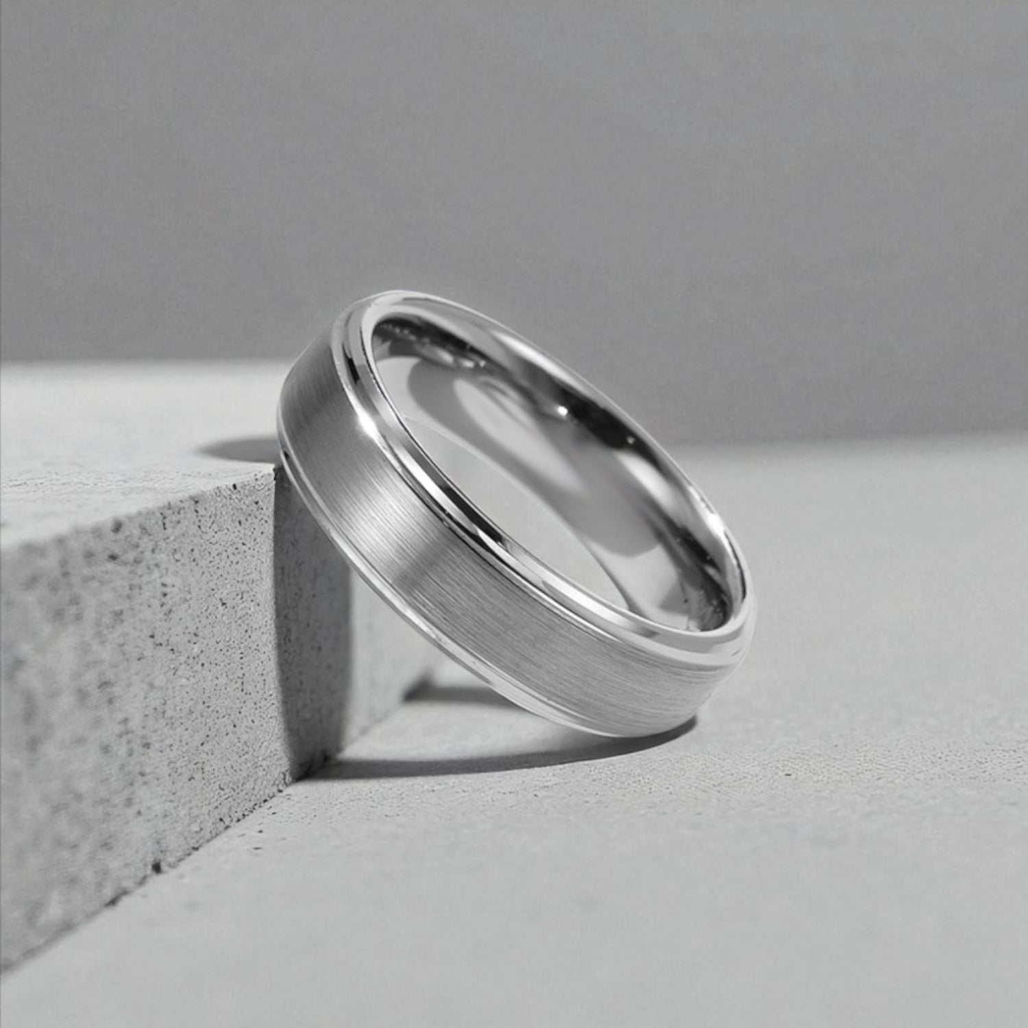 Anel em Aço de Tungsténio Escovado