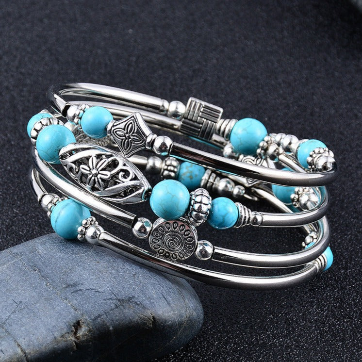 Pulseira Turquesa de Pedra Natural