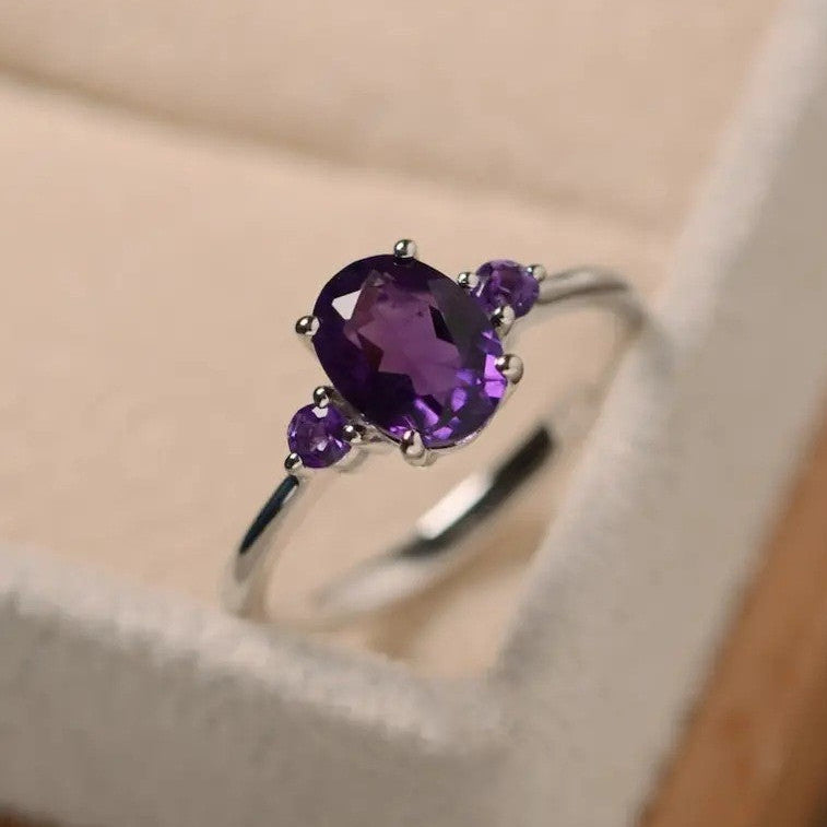 Anel com Cristal Ametista
