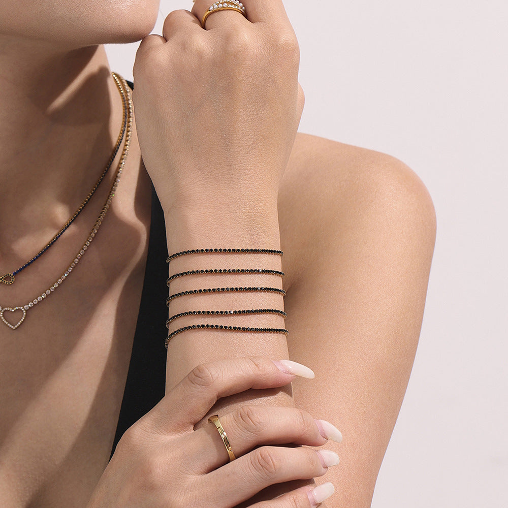 Pulseira Riviera em Aço Inoxidável com Zircónias