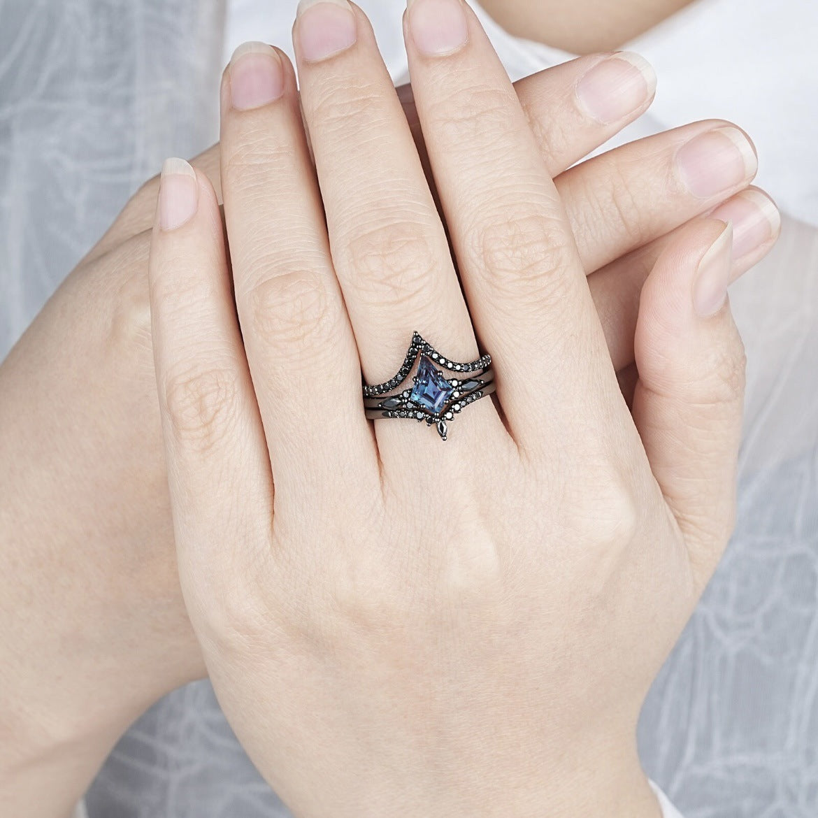 Conjunto de 3 Anéis Retro com Zircónia