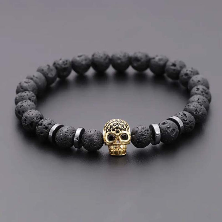 Pulseira Skull em Pedra Natural