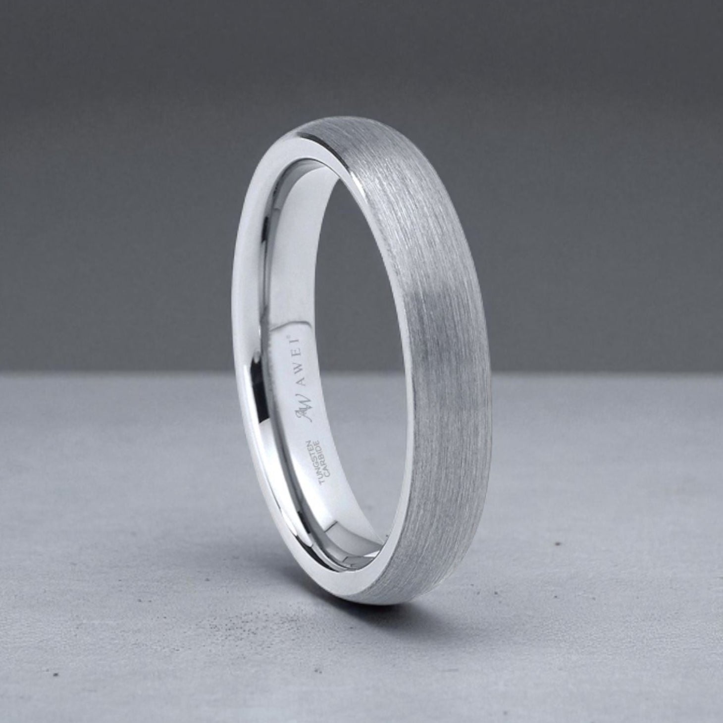 Anel de Casal em Aço de Tungsténio Escovado