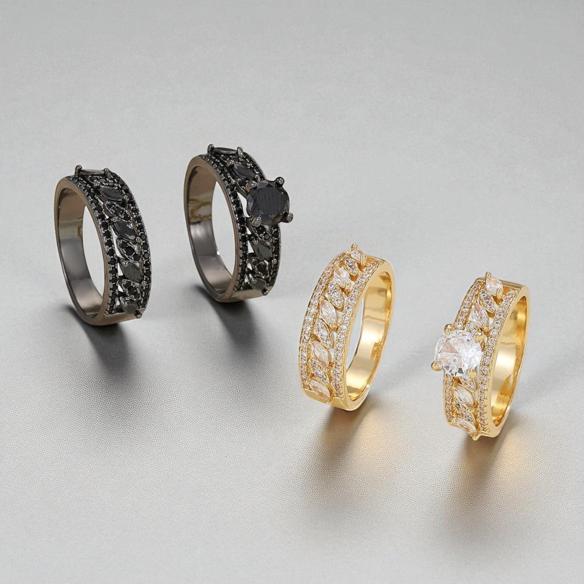 Conjunto de 2 Anéis com Zircónia