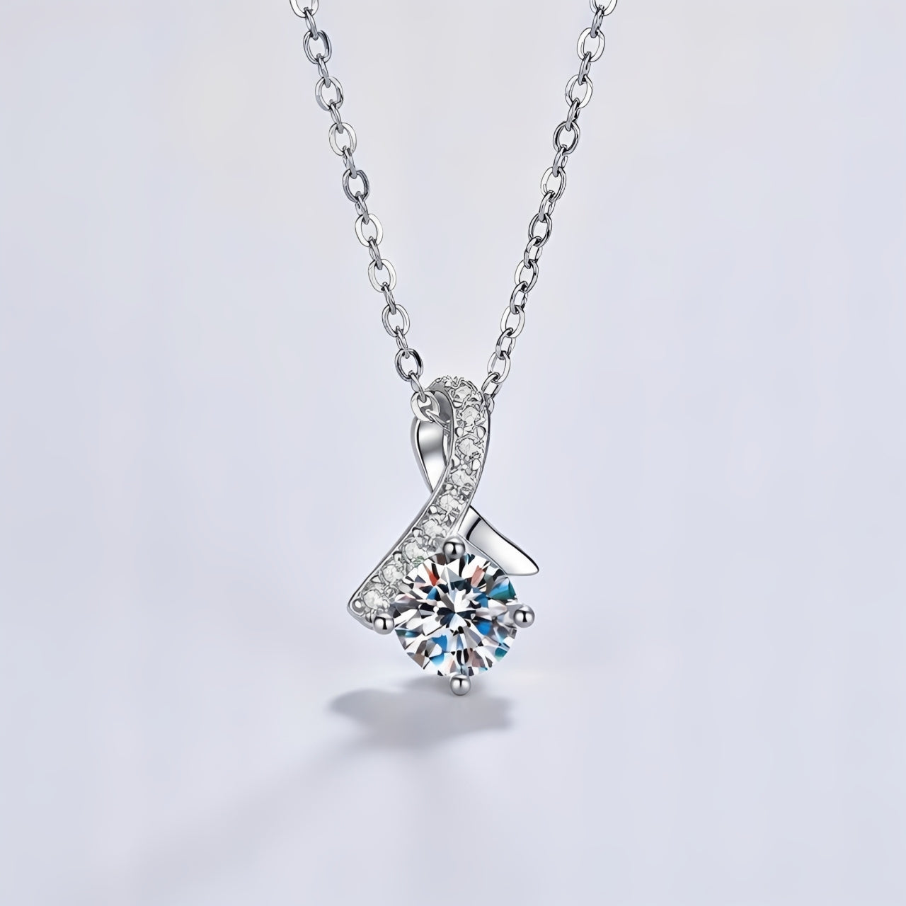 Colar Solitário em Prata 925 com Moissanite