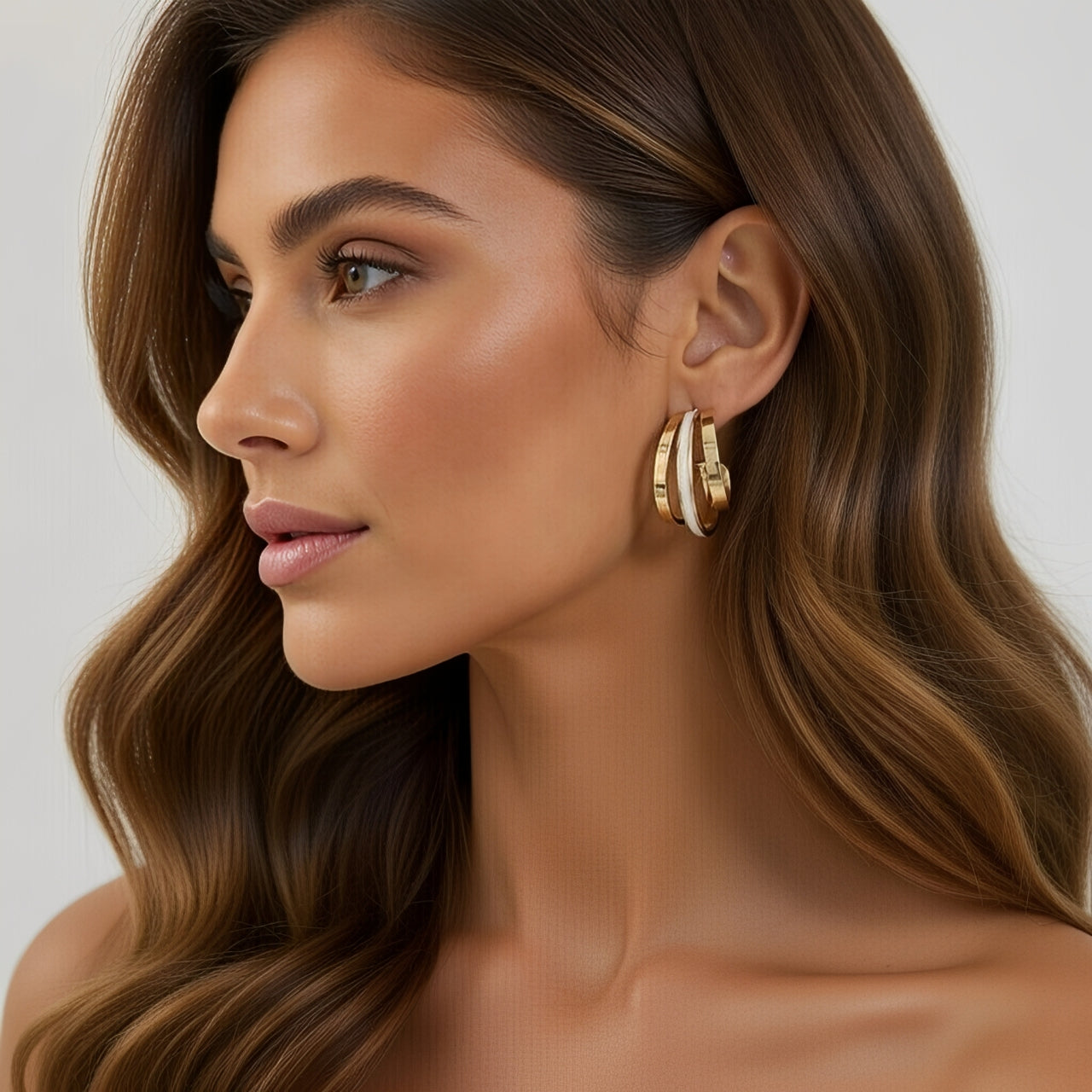 Brincos Argola Dupla com Zircónias