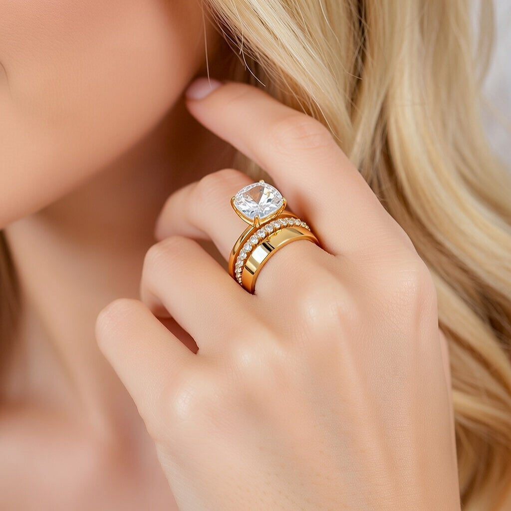 Conjunto Elegance de 3 Anéis em Prata 925