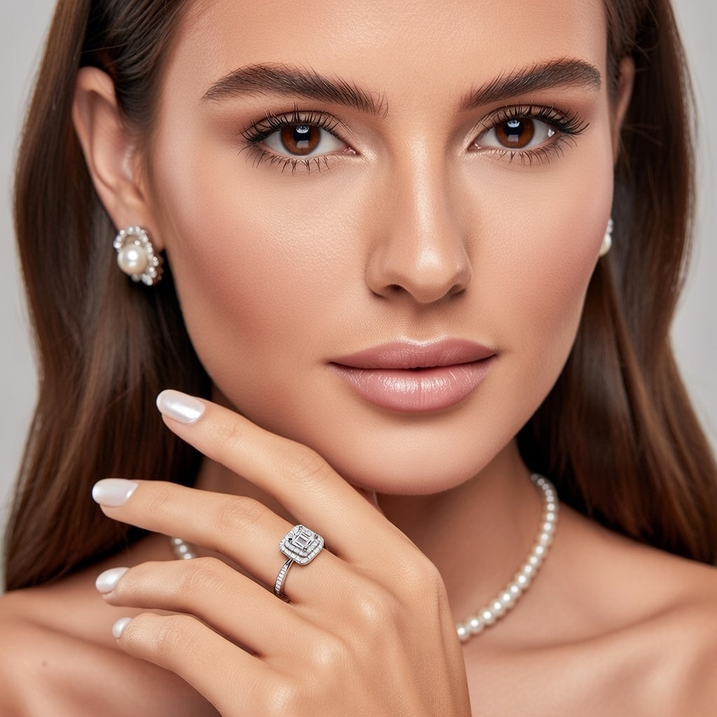 Anel em Prata 925 com Moissanite Octogonal