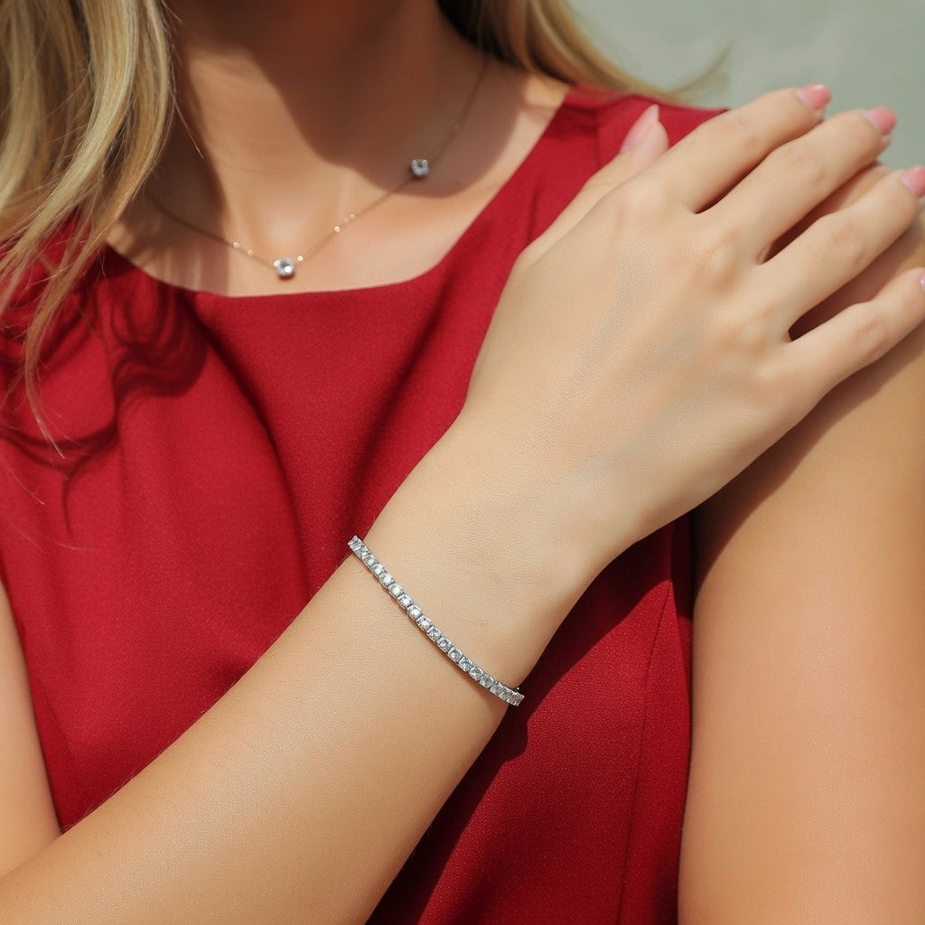 Pulseira Riviera em Prata 925 com Moissanite