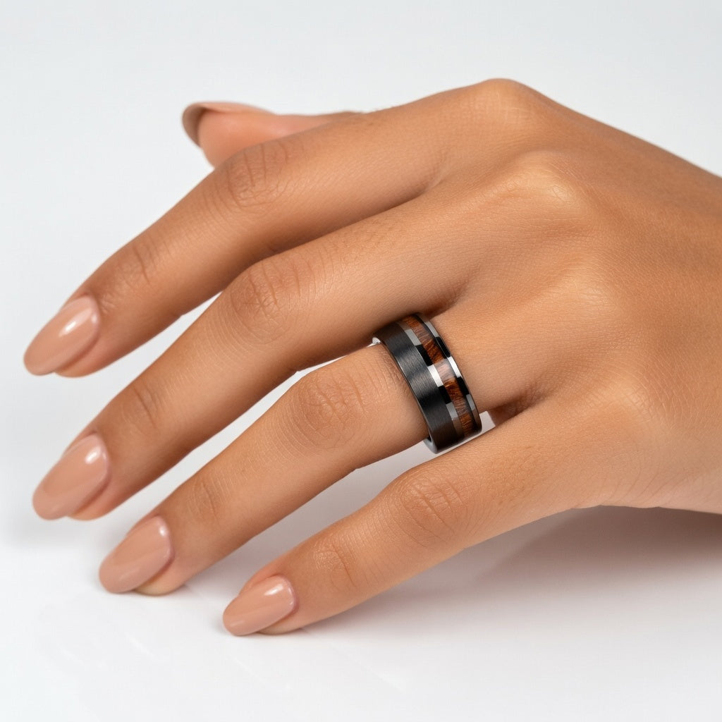 Anel em Aço de Tungsténio Fosco