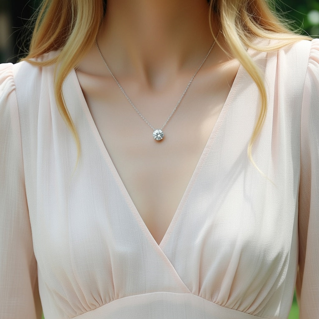 Colar Solitário em Prata 925 com Moissanite