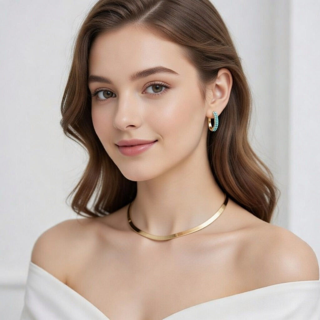 Brincos Argola Turquesa Elegance