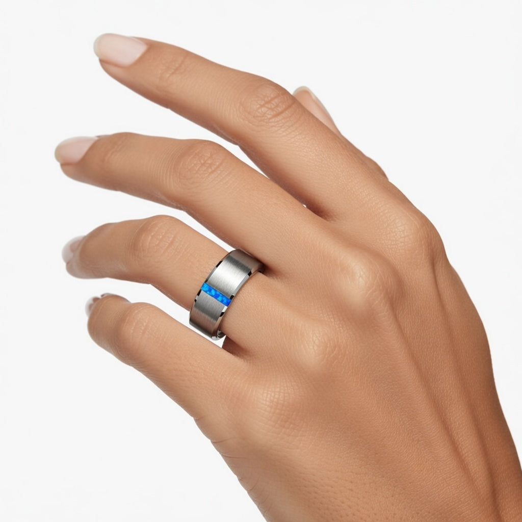 Anel em Aço de Tungsténio Escovado