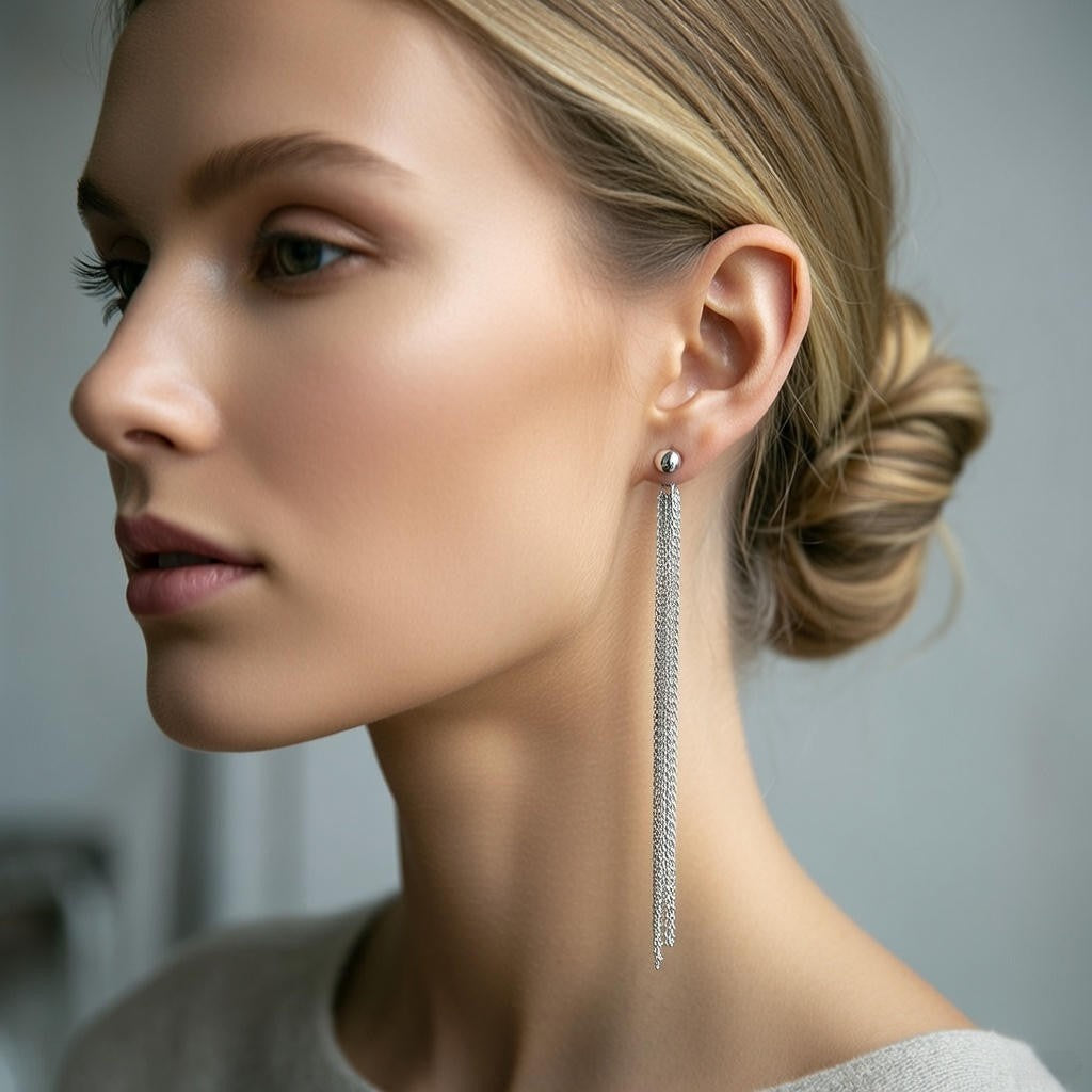 Brincos de Borla Longos em Prata 925