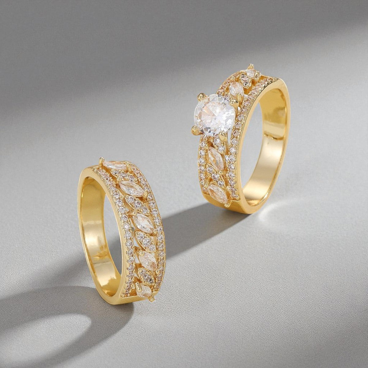 Conjunto de 2 Anéis com Zircónia