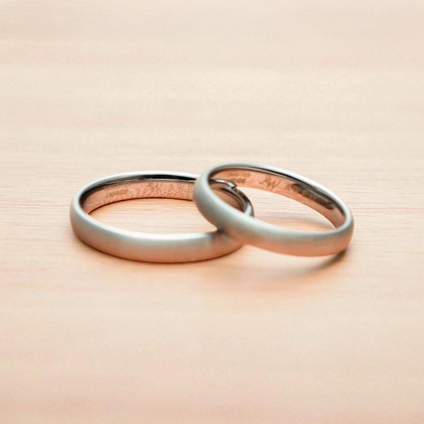 Anel de Casal em Aço de Tungsténio Escovado