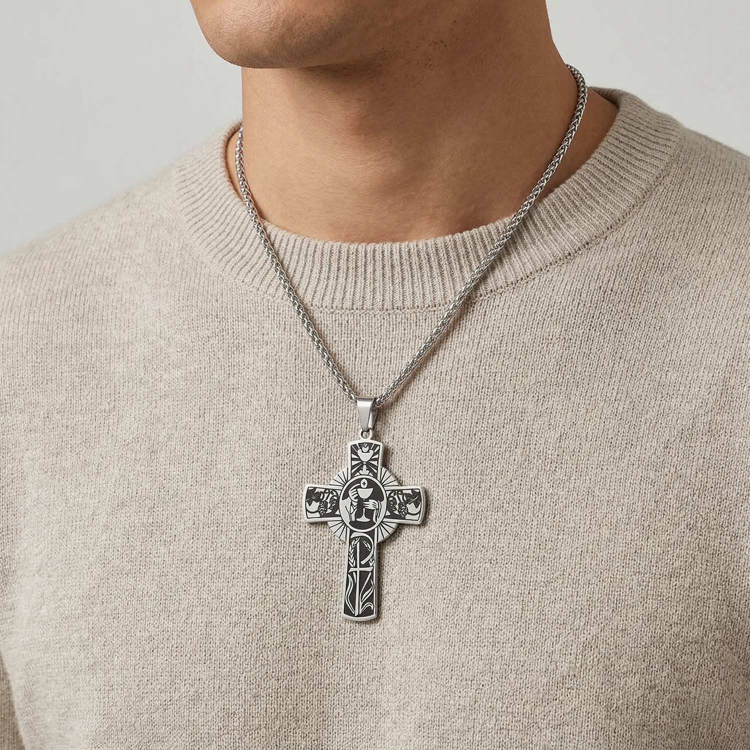 Colar Cruz Holy Halo em Aço Inoxidável