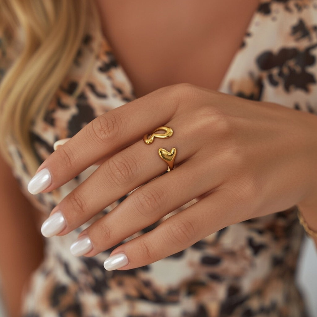 Anel Open Heart em Aço Inoxidável