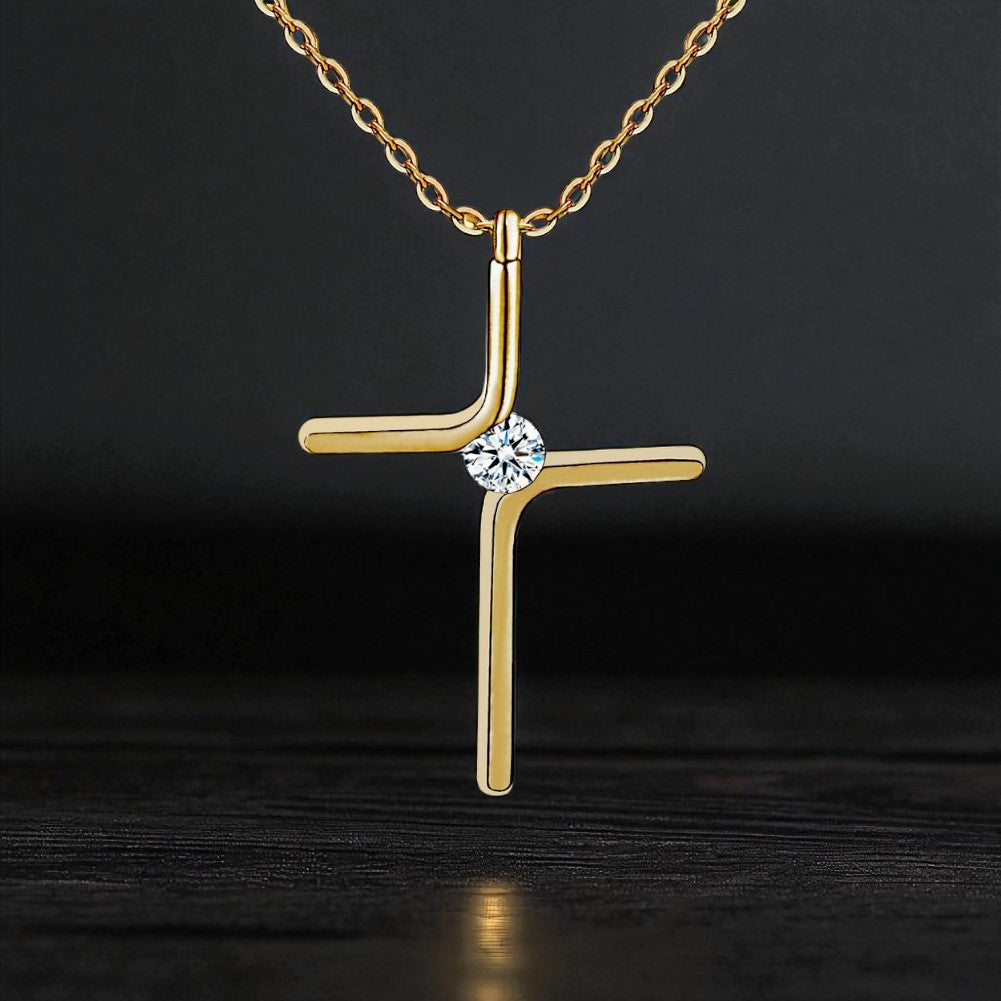 Colar Cruz Minimalista em Aço Titânio