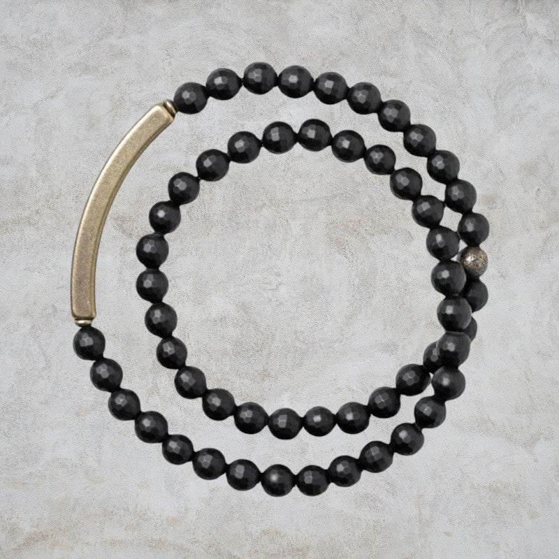 Pulseira de Ágata com Círculo Duplo