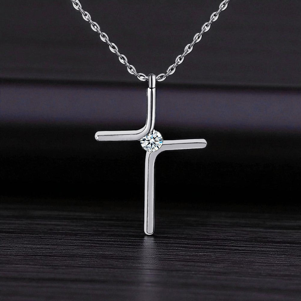 Colar Cruz Minimalista em Aço Titânio