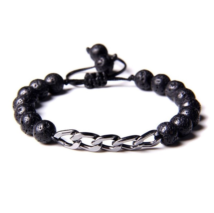 Pulseira em Pedra Natural e Aço Inoxidável